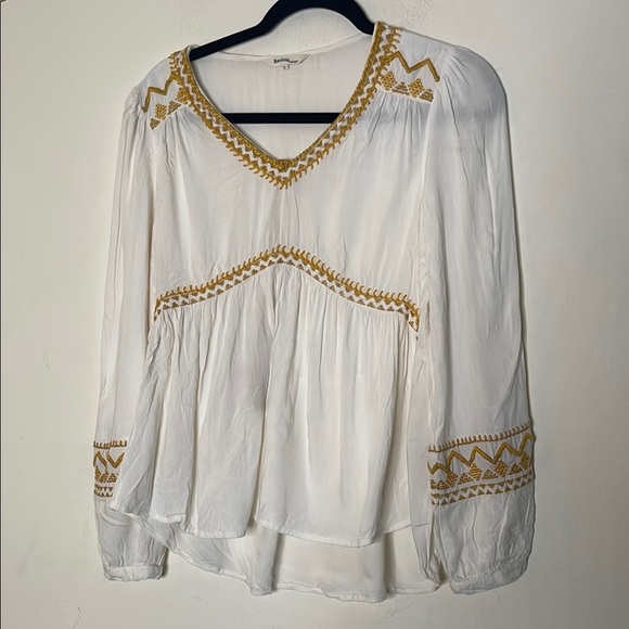 Anthropologie Tops - Anthropologie Gold Embellished Peplum Blouse